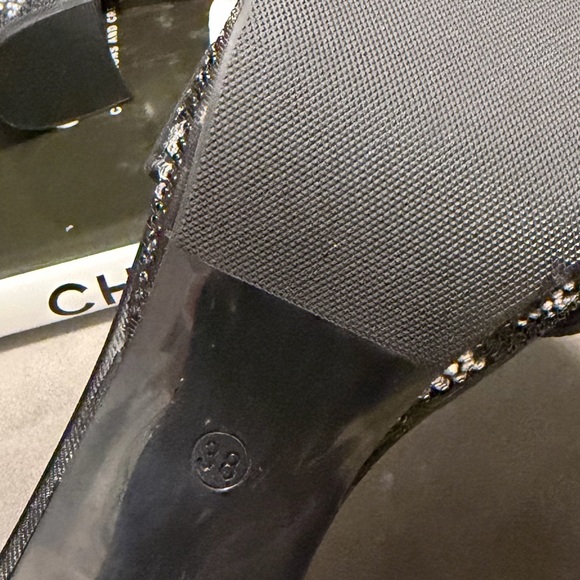 CHANEL Black Platform Sandals with Embellished Heel - Picture 8 of 10